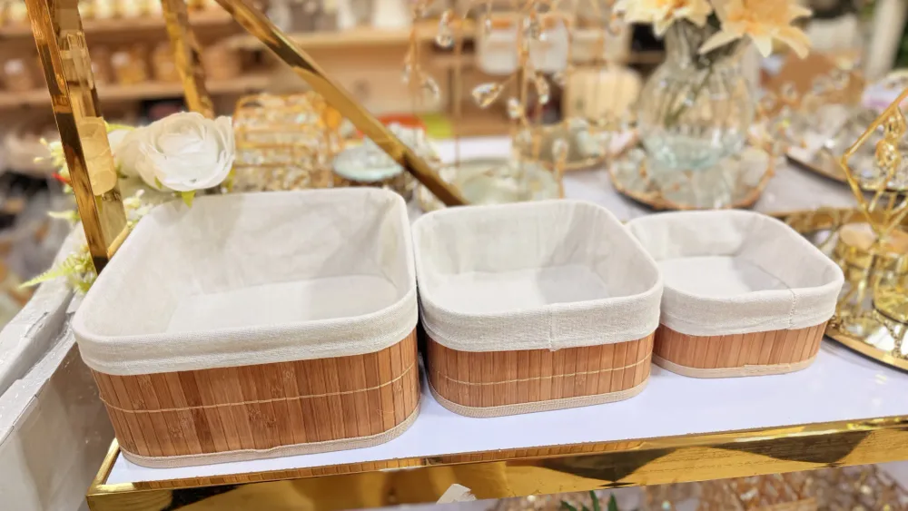 Panier de rangement en bambou 3pcs