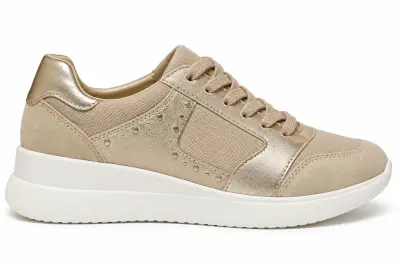 GEOX D Stardust B – Sneakers Femme Beige en Suède & Canvas
