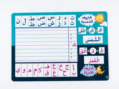 لوحة الحروف الشمسية و الحروف القمرية (10 قطع)