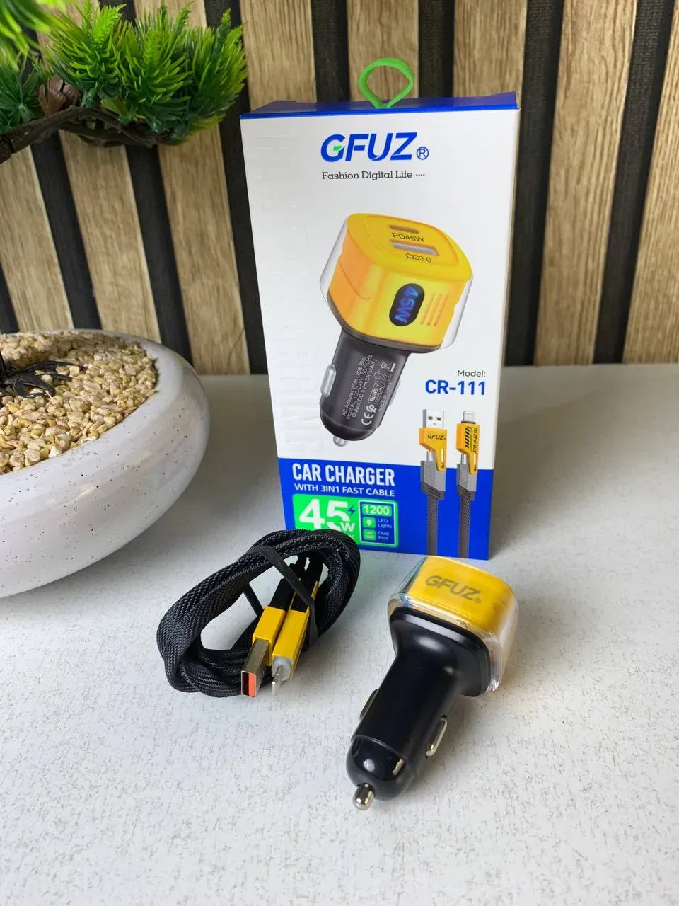 Chargeur Voiture 3en1 Fast Charge 45W - شاحن سيارة سريع
