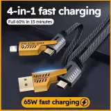 Câble 4-en-1 Charge Rapide – Nylon Tressé, Cuivre Pur, 3A