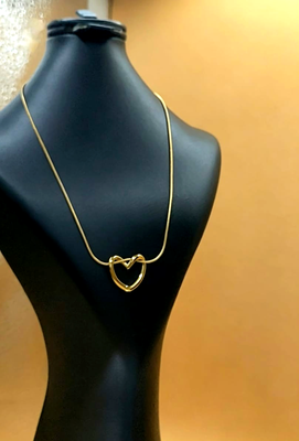 Collier Cœur Entrelacé Doré - Maille Serpent