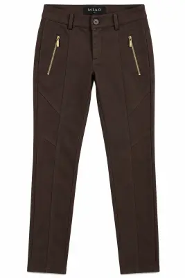 Pantalon Femme MIAO – Brun Chocolat – Coupe Slim – Taille L