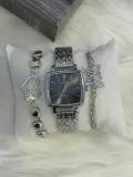 ساعة نسائية مع أساور فاخرة😍❤️