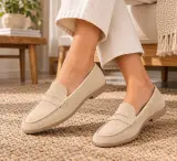 Mocassins Femme ZARA en Cuir Beige – Modèle 3201/210/716
