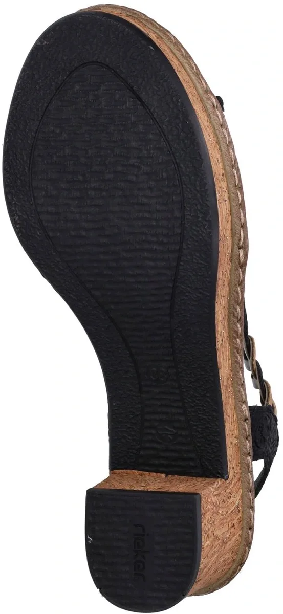 Sandales Femme Rieker Antistress 638C7-00 Noir – Talon 6,5 cm