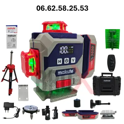 Niveau laser 4D 16 Lignes 2 batteries avec trépied MAKUTE CLL112-16J