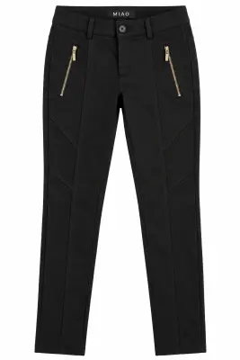 Pantalon Femme MIAO – Noir – Coupe Slim – Détails Zippés