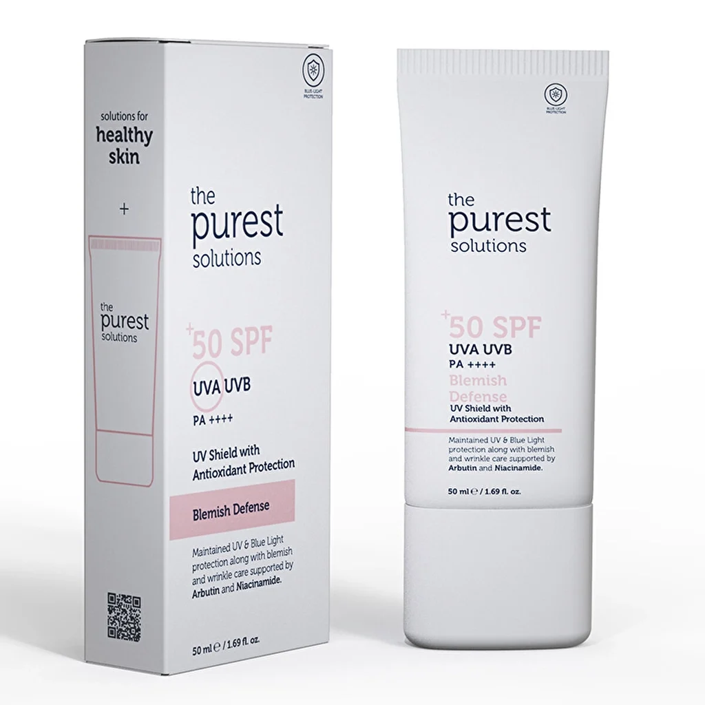 Crème solaire The Purest Solutions enrichie en antioxydants pour peaux à imperfections, FPS 50+