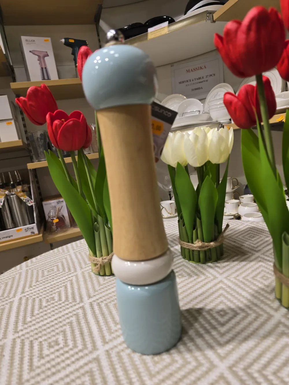 Moulin à Épices en Bois Style Bambou — Rose et Bleu