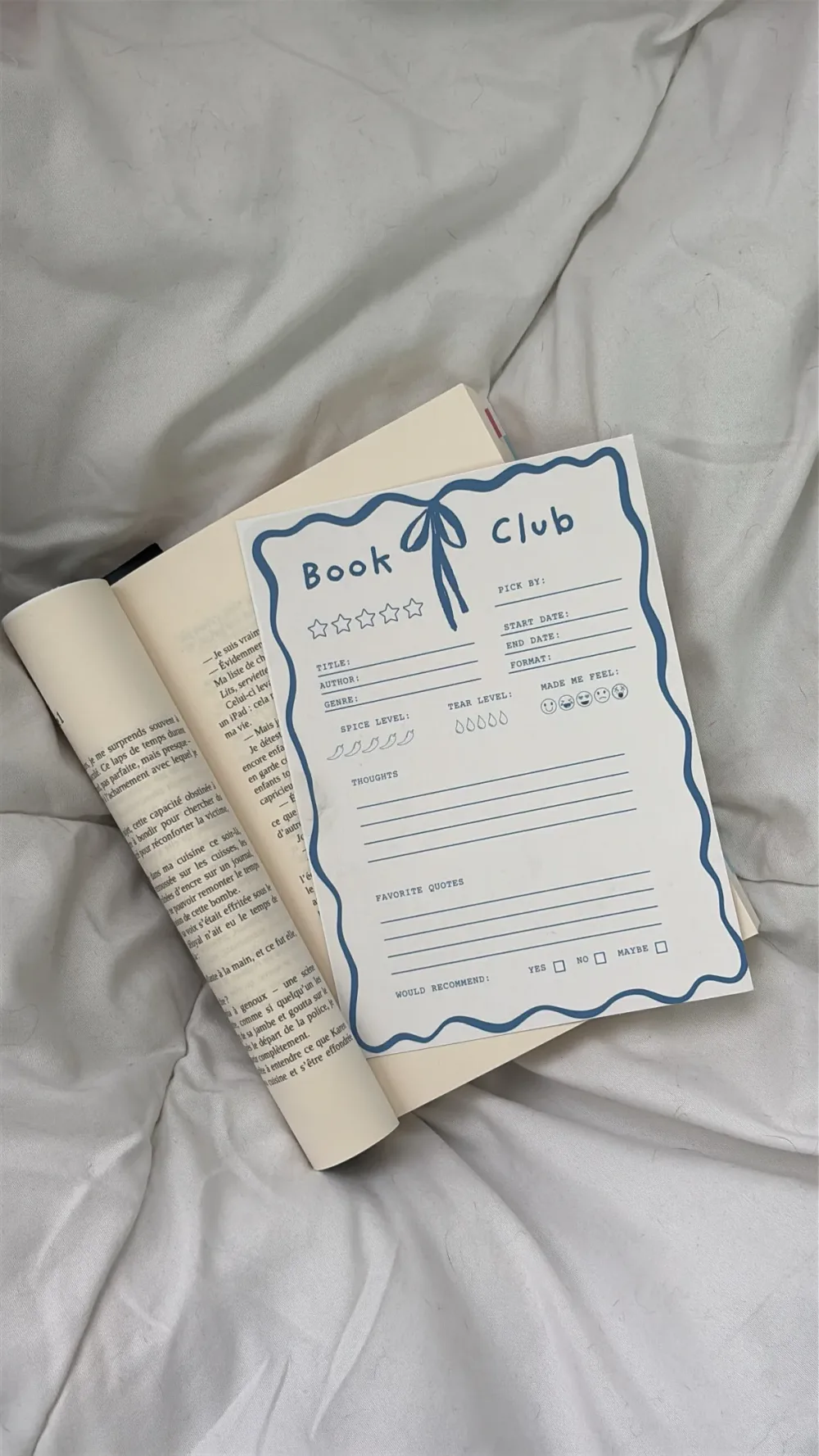 Book club card