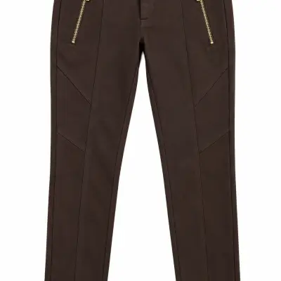 Pantalon Femme MIAO – Brun Chocolat – Coupe Slim – Taille L