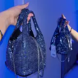 Crystal Luxury Bag – Silver & Midnight Blue Edition