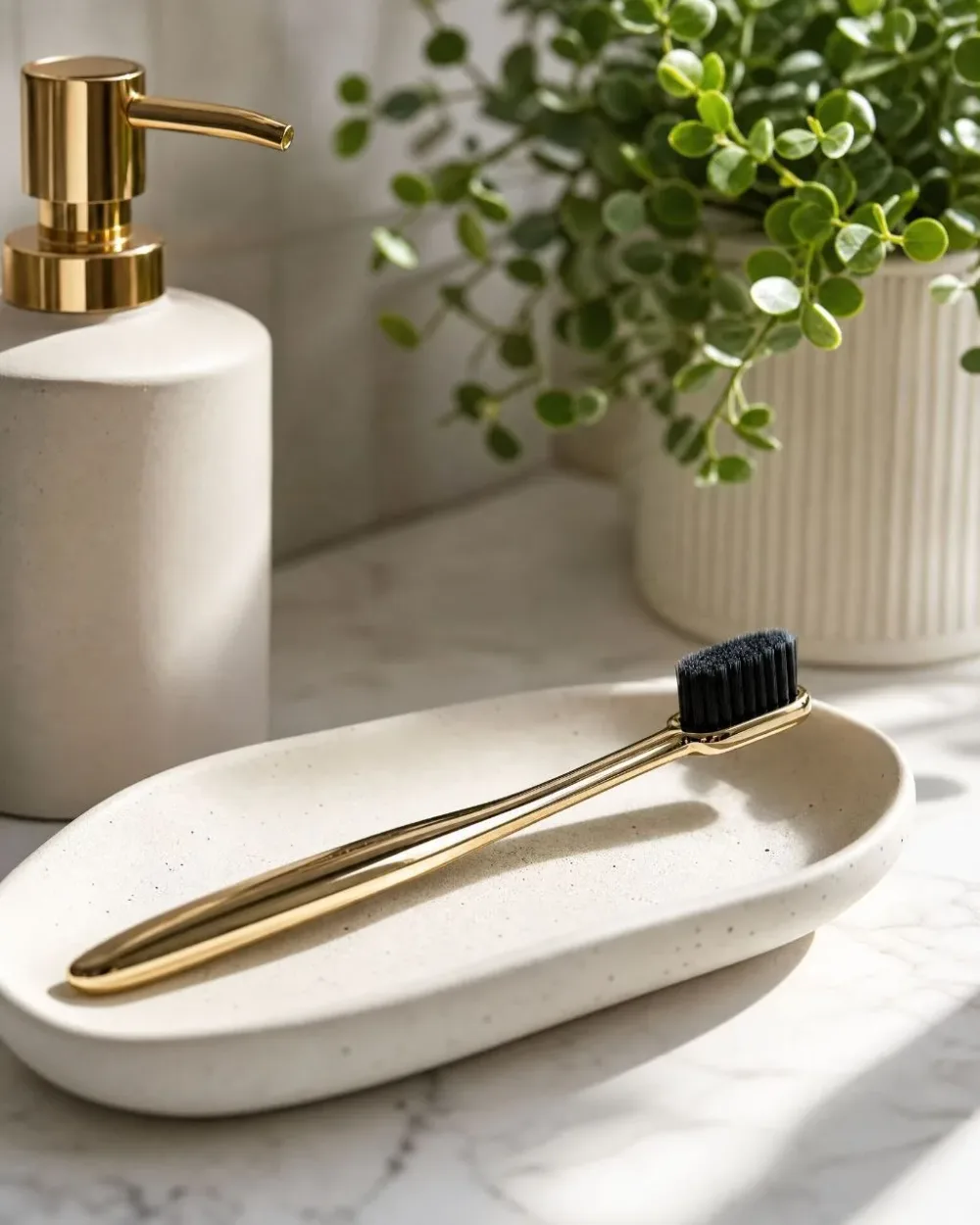Brosse à Dents Luxe – Manche Doré Premium ✨