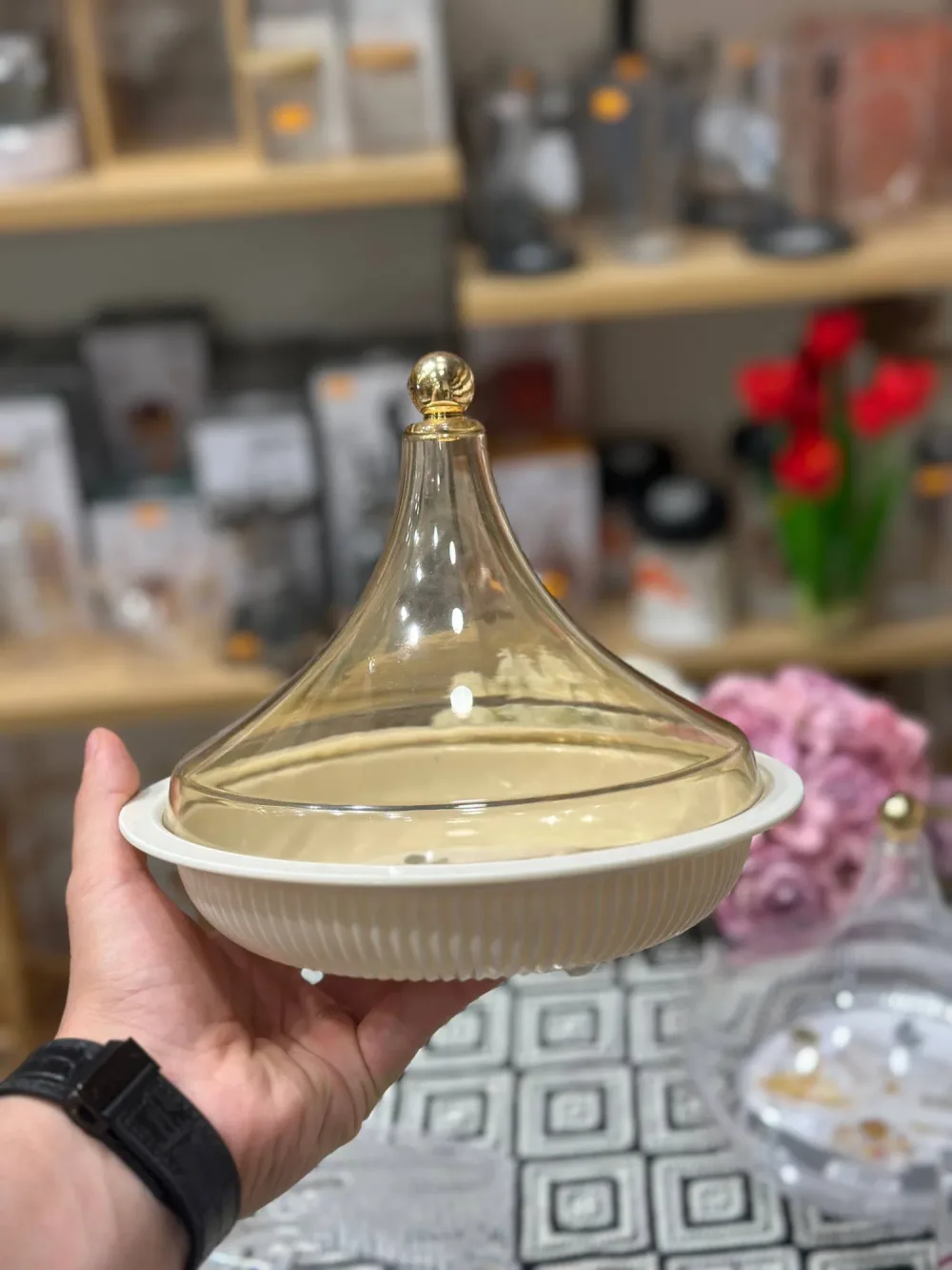 🍯 Plat à Tajine Décoratif avec Cloche en Plastique Alimentaire – New Time