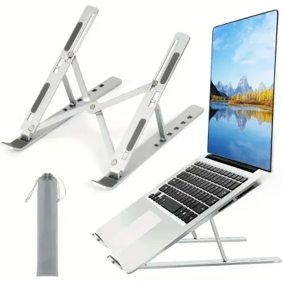 Support PC Portable Métallique Pliable et Réglable 13–17" – Gris