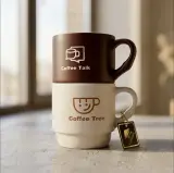 Mugs en Céramique Empilables – Collection "Coffee Talk" & "Coffee Tree"
