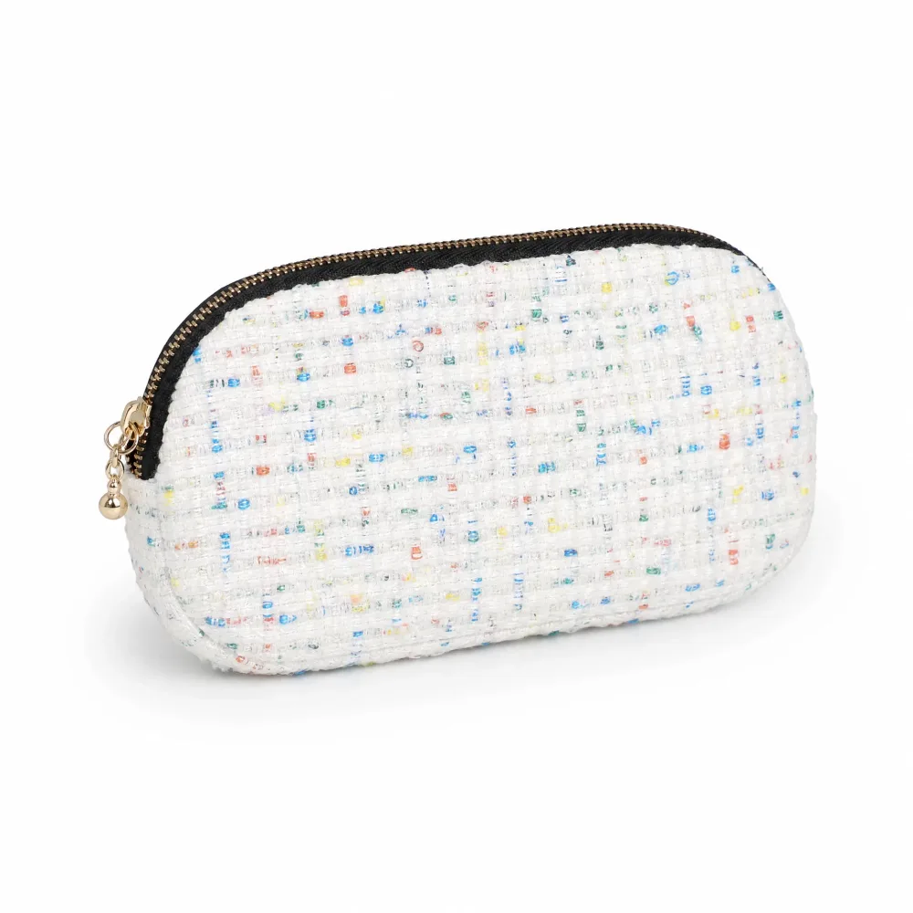 🌸 Trousse Ovale en Tweed Multicolore