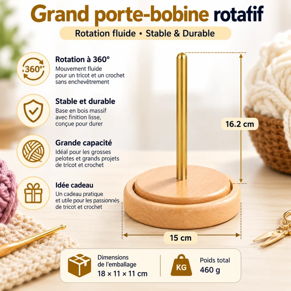 Porte Bobine a Laine Rotatif