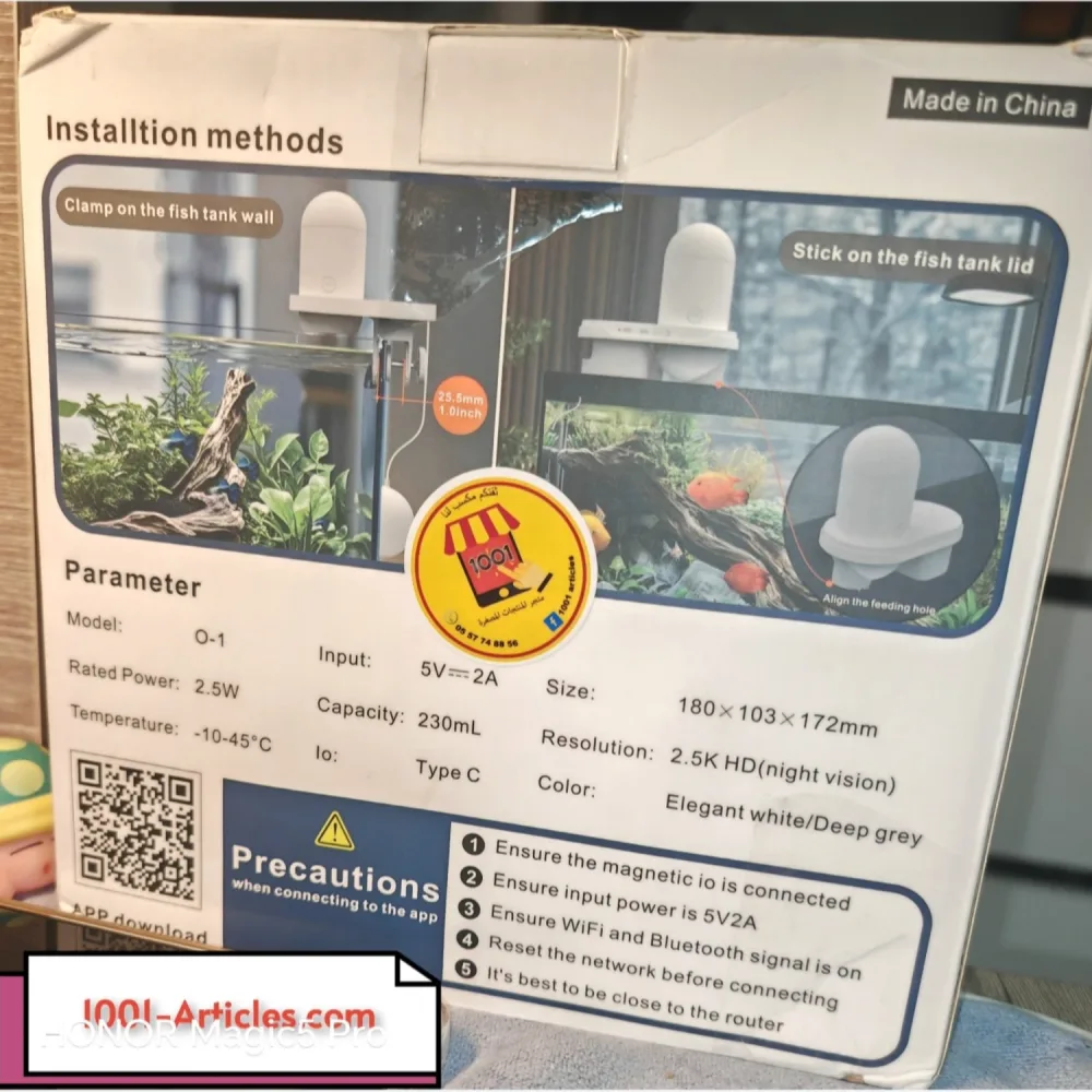 Mangeoire Smart Connecté Intelligent - Fish Feeder - pour Aquarium, Camera, App, Contrôle à distance .