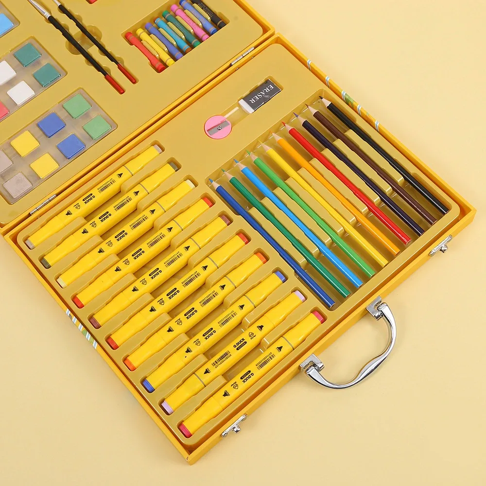 Coffret d'Art Peinture et Coloriage pour Enfants Mallette Canard Jaune - علبة أدوات الرسم والتلوين للأطفال مع حقيبة