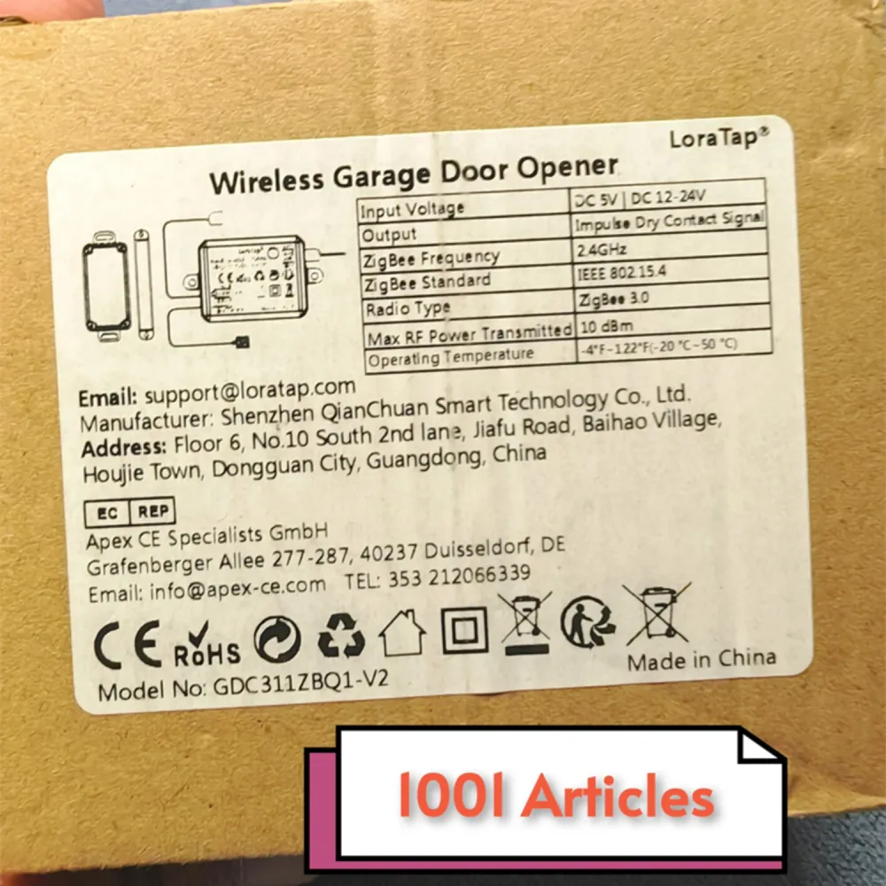Module contrôleur ouvre porte de garage intelligent, étanche, Zigbee 3.0