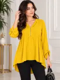 Blouse femme Julie Guerlande jaune moutarde à col zippé – Taille 38