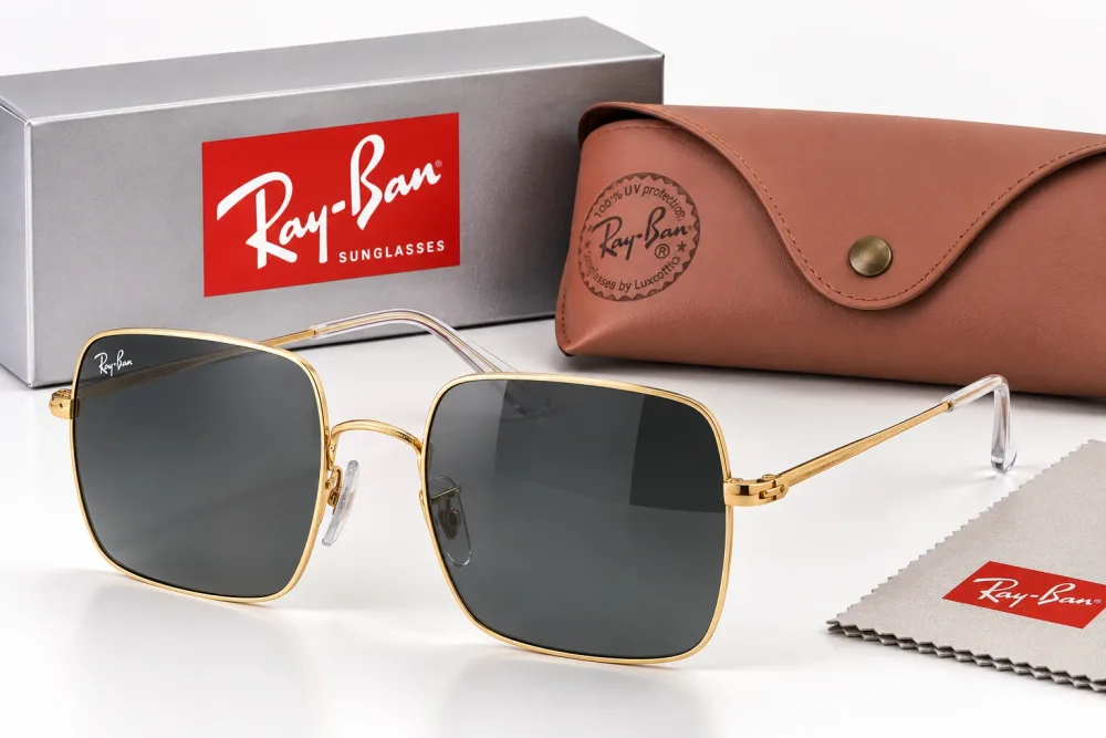 Lunettes de Soleil Ray-Ban Frank RB1971 Square – Métal Doré et Verres Gris