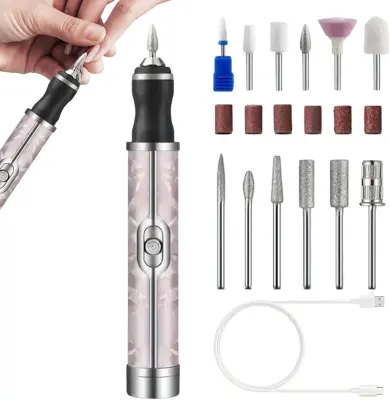 Ponceuse à Ongles Électrique Sans Fil Rechargeable Pour Manucure et Pédicure 4 Vitesses, 12 Embouts - مبرد ومقلم الأظافر الكهربائي اللاسلكي القابل للشحن