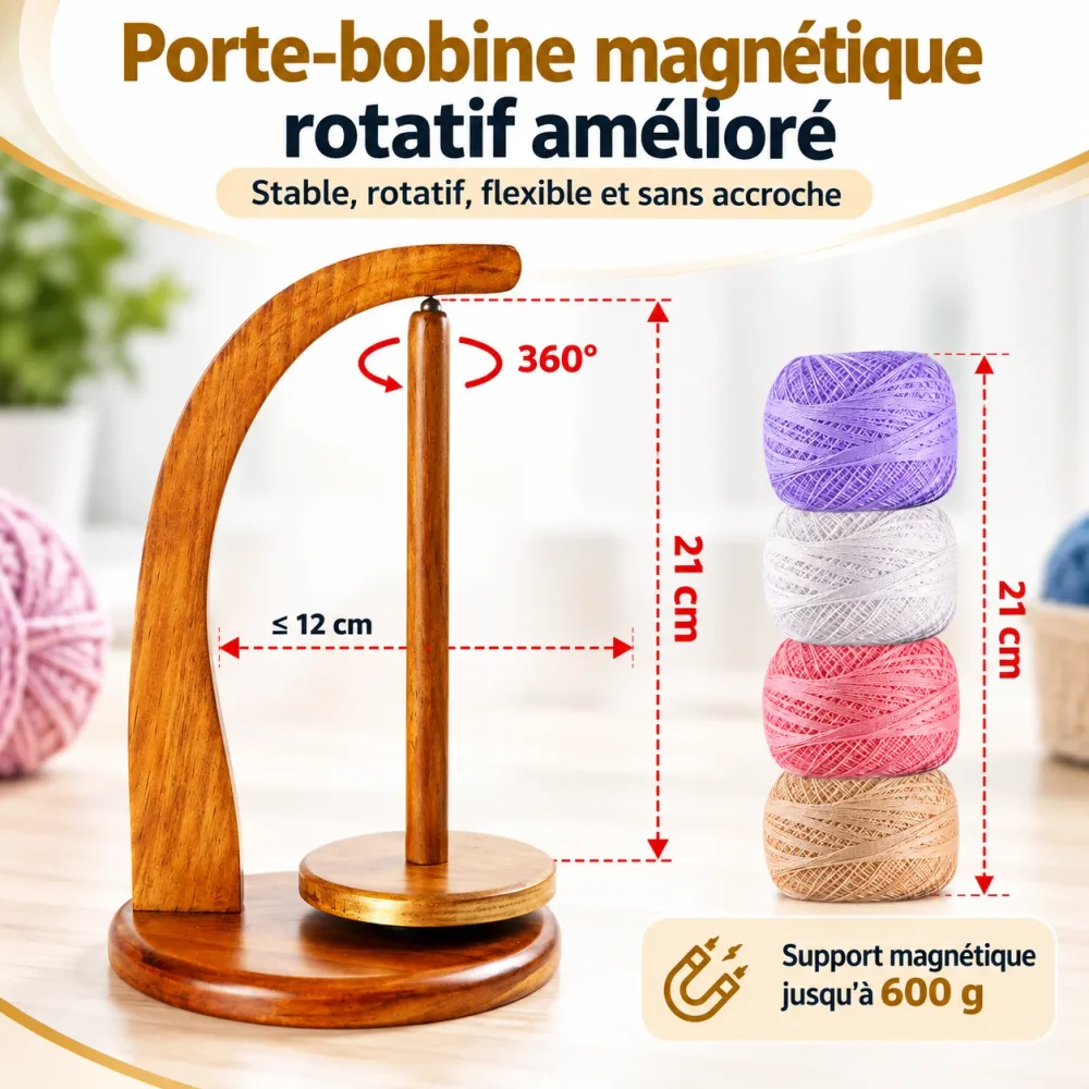 Porte Bobine a Laine Rotatif Magnétique