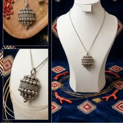 Pendentif Kabyle Boule Tassoust en Argent Massif Filigrané