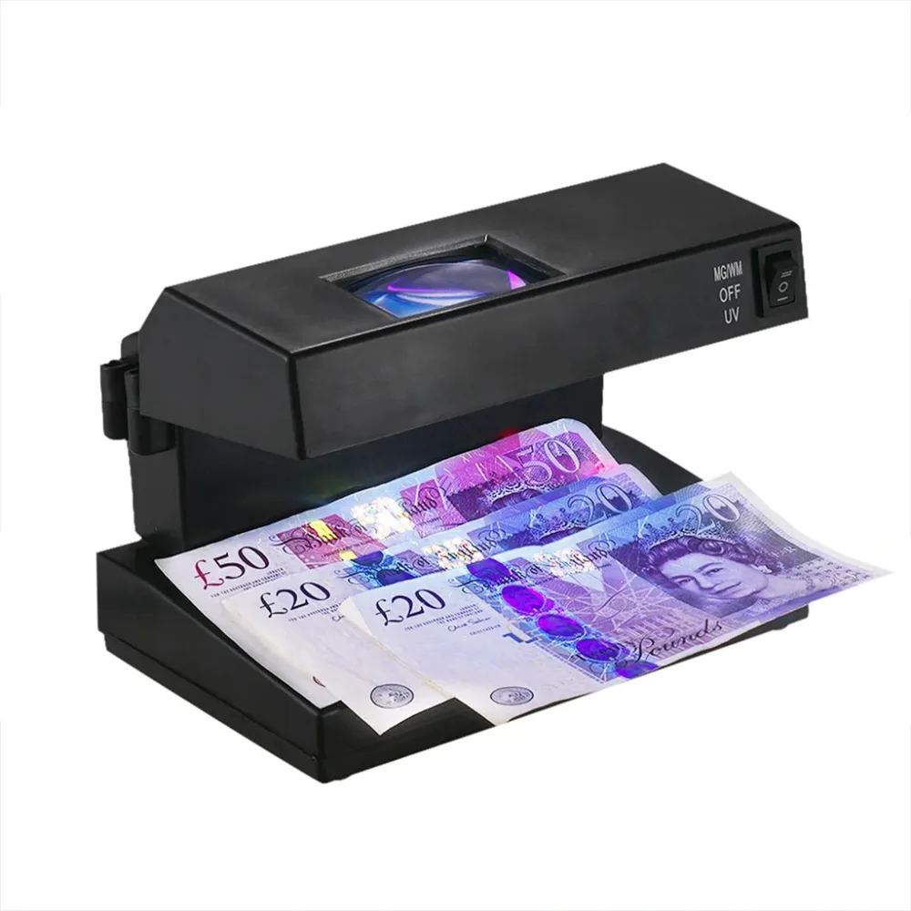 Détecteur de faux billets avec lumière UV bleue et blanche