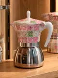 ☕ Cafetière Italienne Moka en Céramique - Motifs Carreaux de Ciment
