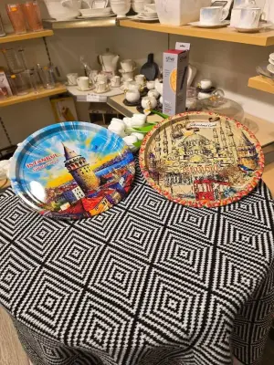 Plateau de Service Rond Décoratif – Motif Istanbul