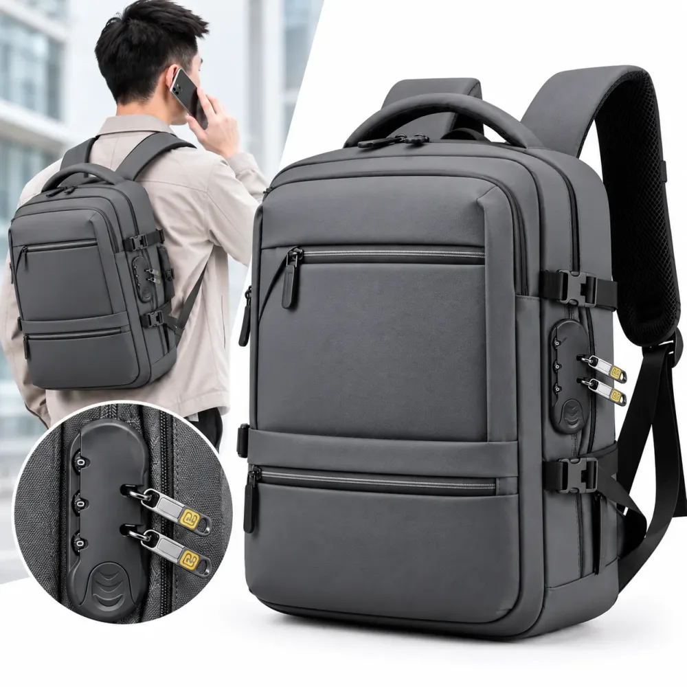 Sac à Dos pour Ordinateur Portable Grande Capacité et Anti-Vol Bomag Boy Noir - حقيبة ظهر للكمبيوتر المحمول واسعة ومانعة للسرقة