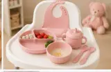 طقم سيليكون متكامل لإطعام الأطفال – آمن، عملي وأنيق 👶✨