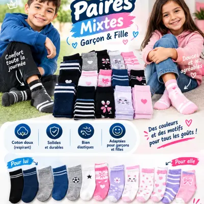 Pack36 chaussettes mixte fille et garçon
