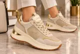 LIU JO Karlie 56 – Sneakers Femme Beige en Satin & Suède