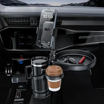 Plateau extensible 4 en 1 avec support de téléphone pour voiture – حامل أغراض ومشروبات في السيارة