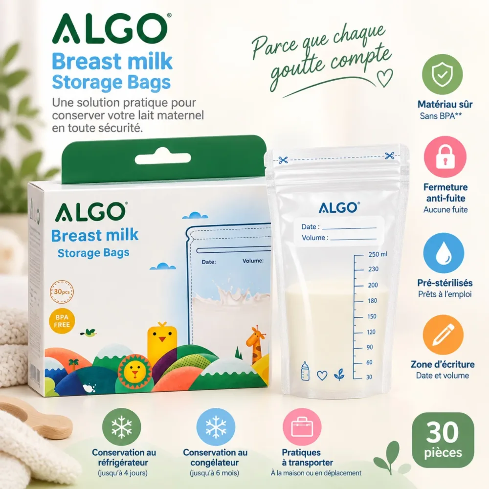 Sachets de Conservation du Lait Maternel ALGO – 30 pièces