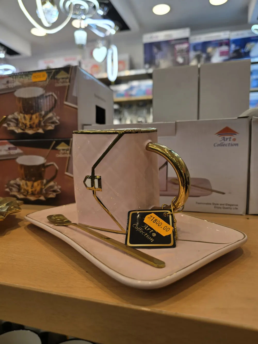 Tasse "Art Collection" avec Soucoupe et Cuillère – Finition Or