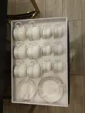 ☕ Service à Café/Thé en Porcelaine 24 Pièces - Motif Géométrique Argenté