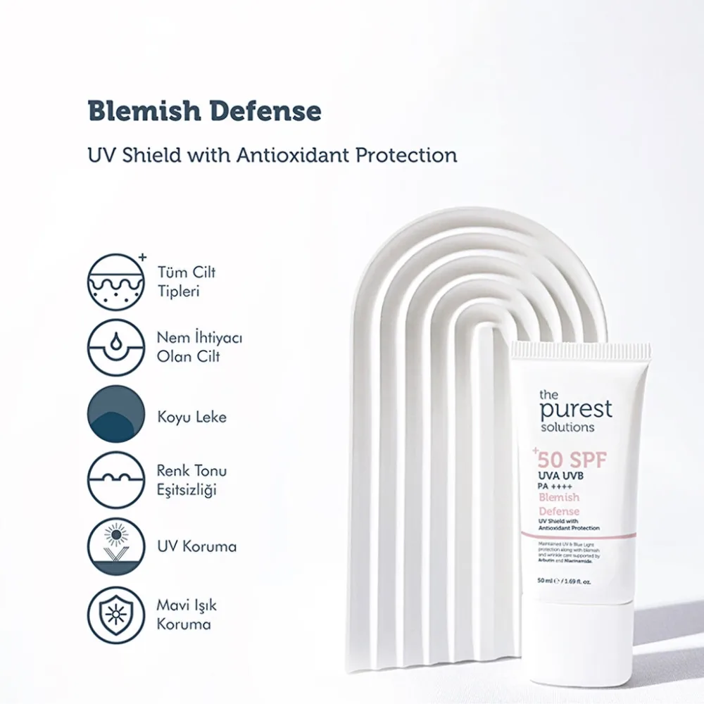 Crème solaire The Purest Solutions enrichie en antioxydants pour peaux à imperfections, FPS 50+