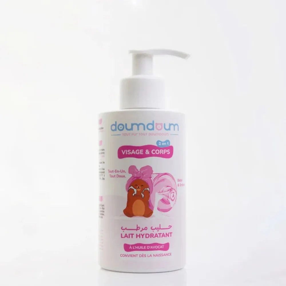 Doum Doum Lait Hydratant Bébé 2-en-1 Visage & Corps à l’Huile d’Avocat