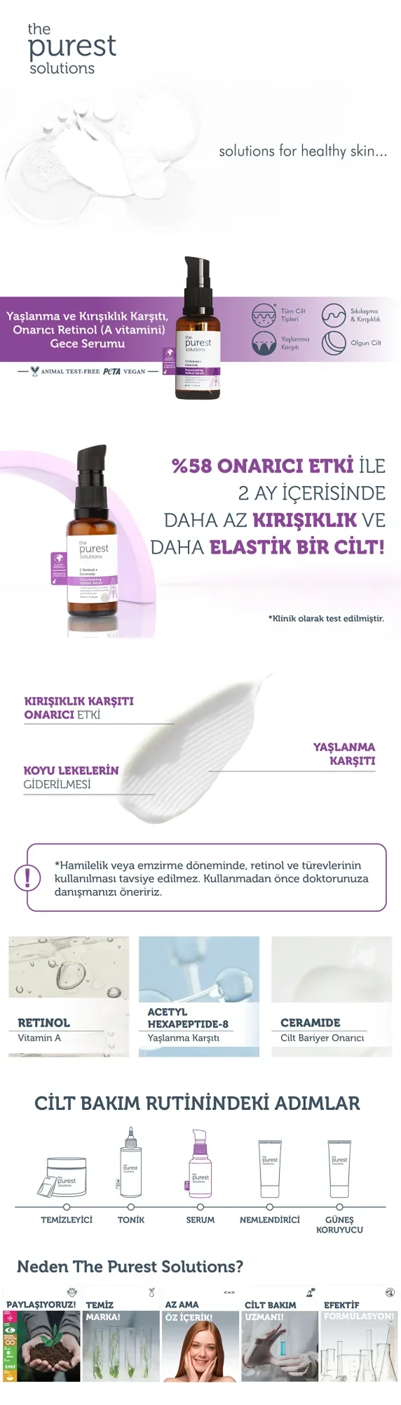 The Purest Solutions & Sérum Rétinol Réparateur & Nourrissant