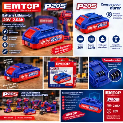 Batterie 20V 2A EMTOP