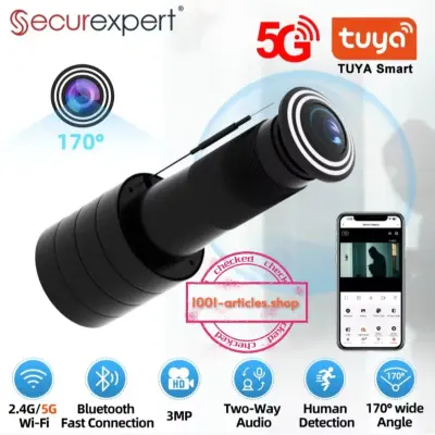 Tuya Smart Wi-Fi, Caméra HD 3 MP, Judas angle 170°, Visiophone.