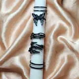 Lot de 5 bagues punk gothique