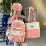 Sac à Dos Multifonctionnel Kawaii Grand Volume Imperméable et Résistant 5Pcs Rose SACKDS14RS - حقيبة ظهر بعدة قطع بتصميم كاوايي