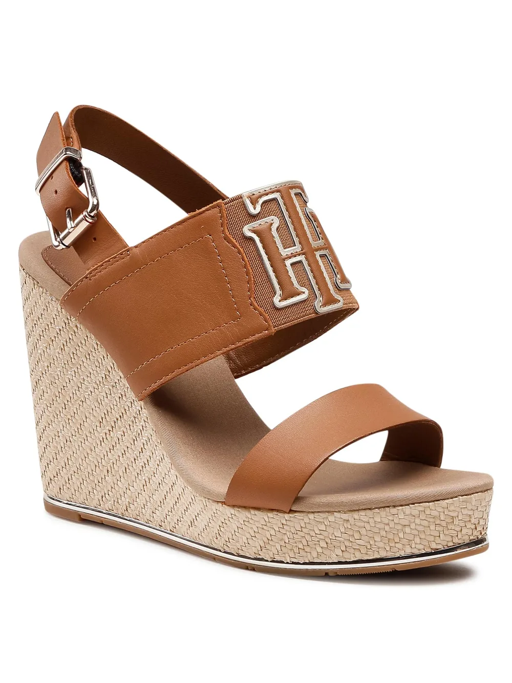 Sandales Femme Tommy Hilfiger en Cuir Marron Camel – Talon Compensé